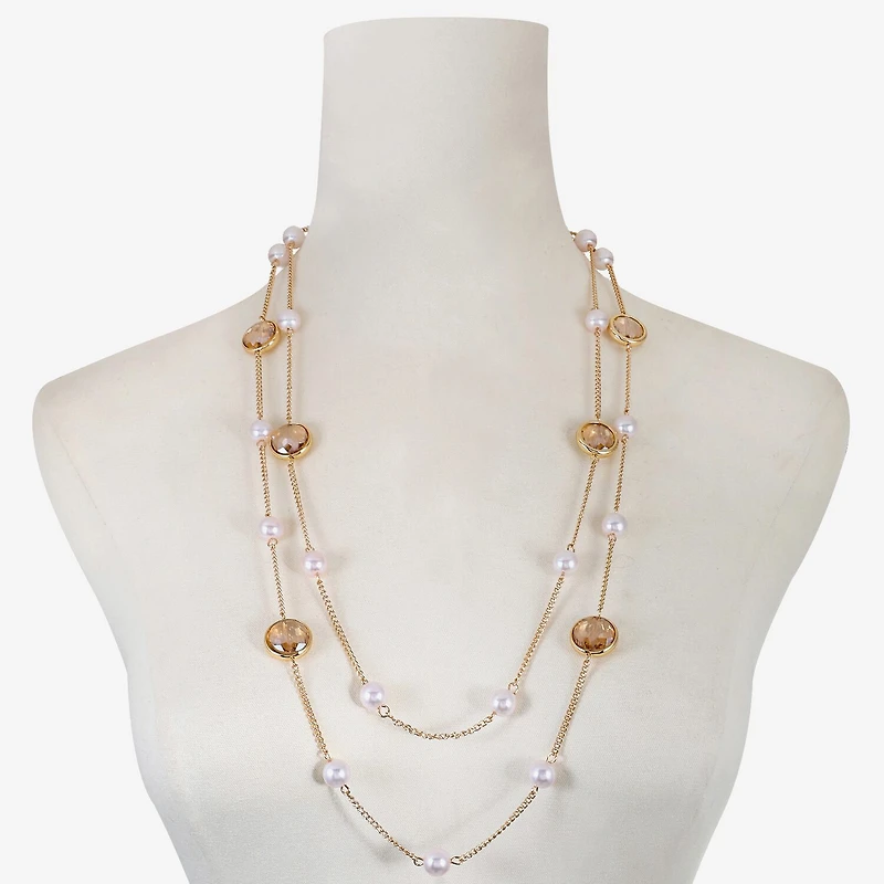 Monet Jewelry Womens White 32 Inch Strand Necklace