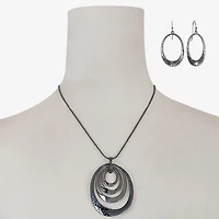 Liz Claiborne Hematite Pendant Necklace And Drop Earring Womens 2-pc. Jewelry Set