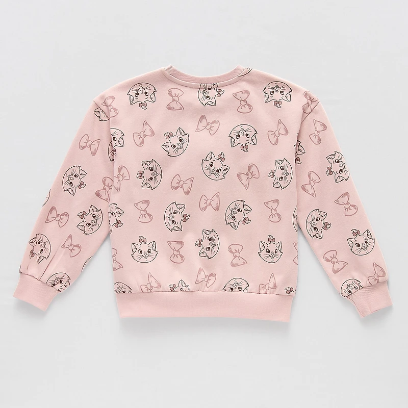 Disney Collection Little & Big Kid Girls Crew Neck Fleece Long Sleeve The Aristocats Sweatshirt