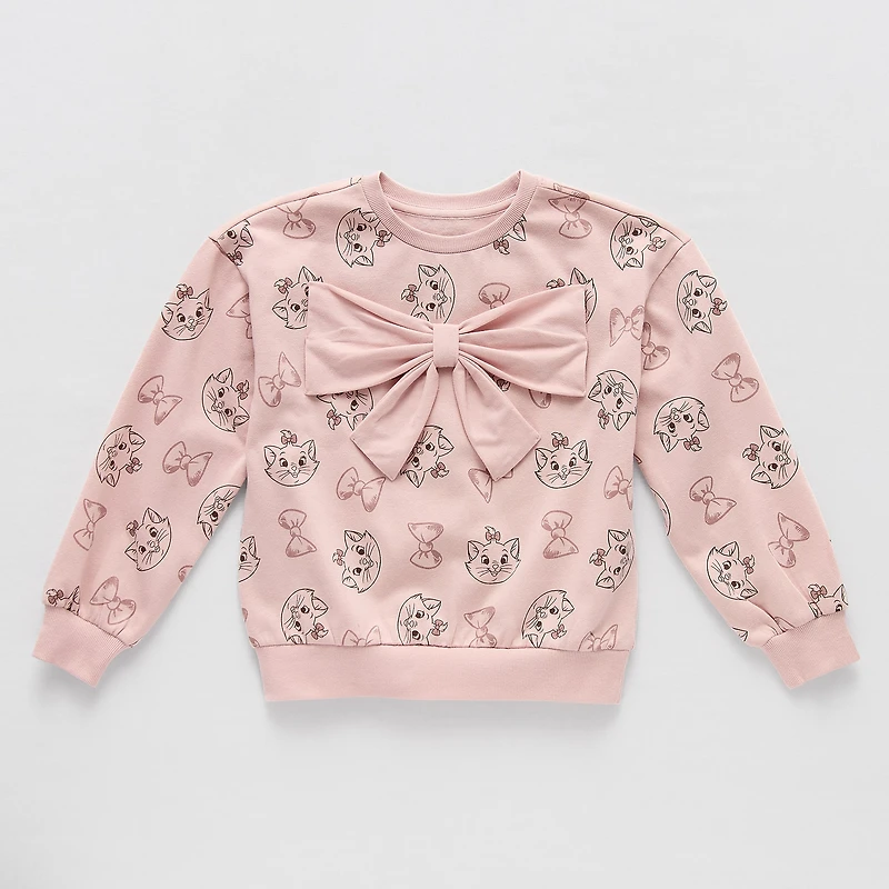 Disney Collection Little & Big Kid Girls Crew Neck Fleece Long Sleeve The Aristocats Sweatshirt