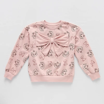 Disney Collection Little & Big Kid Girls Crew Neck Fleece Long Sleeve The Aristocats Sweatshirt