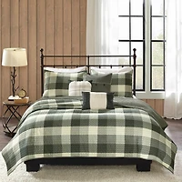Madison Park Pioneer 6-Pc Printed Herringbone Quilt Set With Throw Pillows