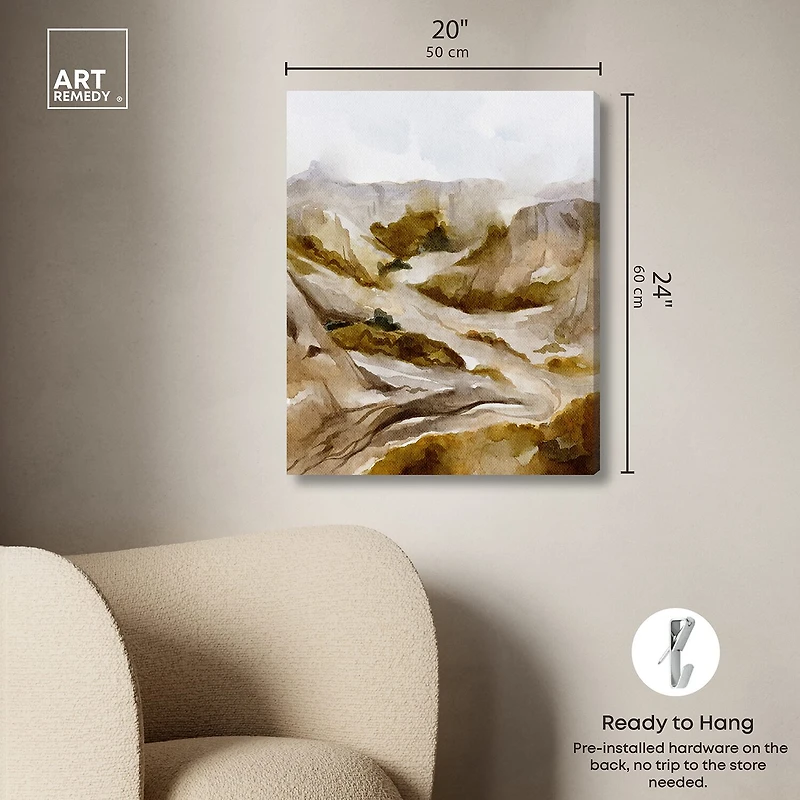 ART REMEDY® "Winter End Rock Mountain" Giclee Nature And Landscape Canvas Art