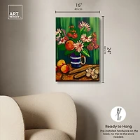 ART REMEDY® "Floral Vase And Fruits" Giclee Floral And Botanical Canvas Art