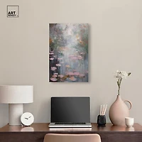 ART REMEDY® "Pink Impressionisty Lilypads" Giclee Nature And Landscape Canvas Art