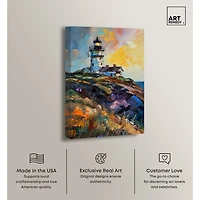 ART REMEDY® "Colorful Lighthouse" Giclee Nautical And Coastal Canvas Art