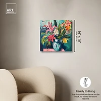 ART REMEDY® "Vase Of Tropical Flowers" Giclee Floral And Botanical Canvas Art