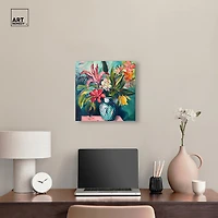 ART REMEDY® "Vase Of Tropical Flowers" Giclee Floral And Botanical Canvas Art