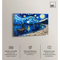 ART REMEDY® "Whimsical Night Sail" Giclee Nature And Landscape Canvas Art