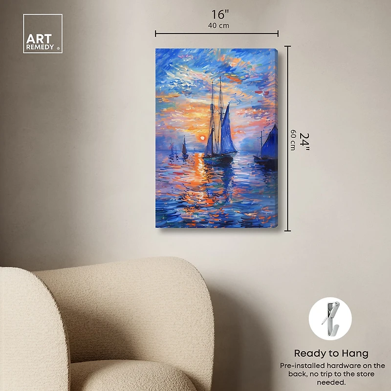 ART REMEDY® "Night Sea Breeze" Giclee Nautical And Coastal Canvas Art