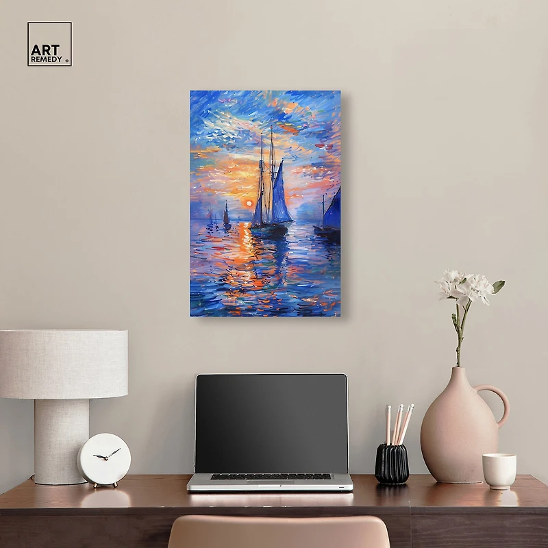ART REMEDY® "Night Sea Breeze" Giclee Nautical And Coastal Canvas Art