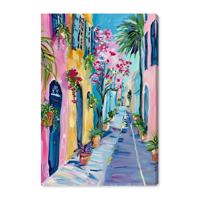 ART REMEDY® "The Colorful Streets" Giclee Cities And Skylines Canvas Art