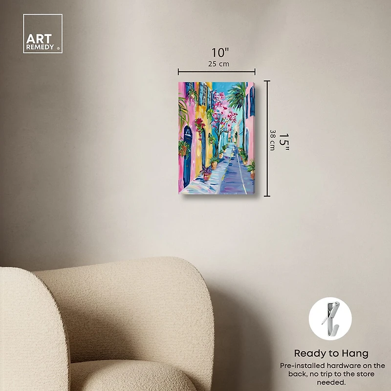 ART REMEDY® "The Colorful Streets" Giclee Cities And Skylines Canvas Art