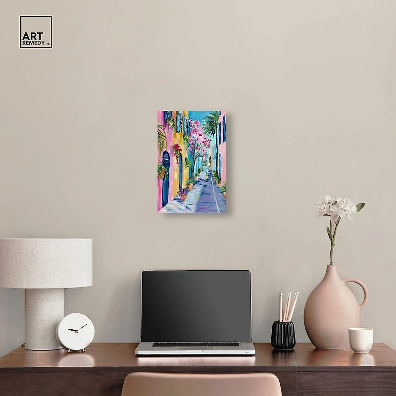 ART REMEDY® "The Colorful Streets" Giclee Cities And Skylines Canvas Art