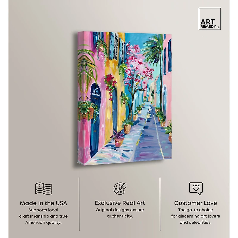 ART REMEDY® "The Colorful Streets" Giclee Cities And Skylines Canvas Art
