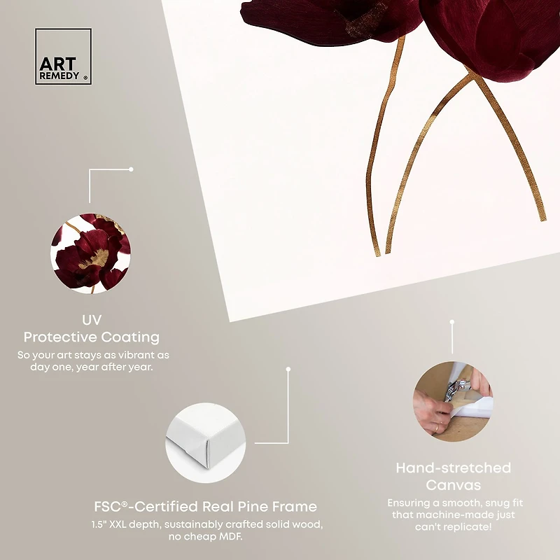 ART REMEDY® "Wine Flowers" Giclee Floral And Botanical Canvas Art