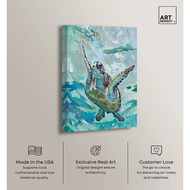 ART REMEDY® "Serene Turtle" Giclee Animals Canvas Art