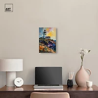 ART REMEDY® "Colorful Lighthouse" Giclee Nautical And Coastal Canvas Art