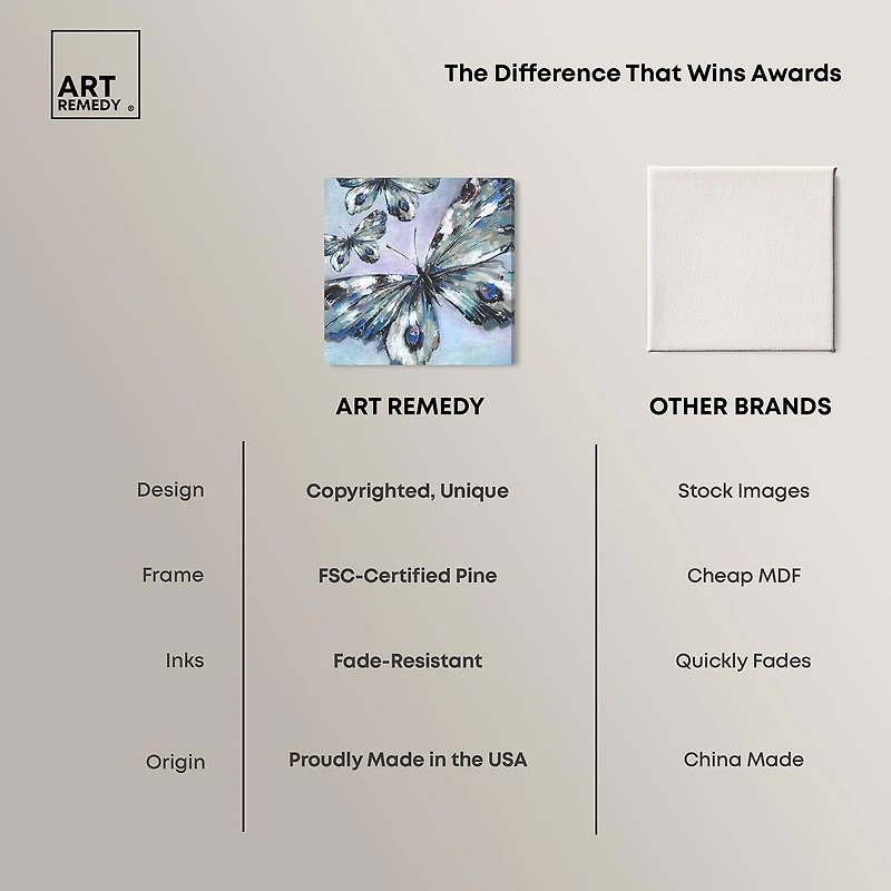 ART REMEDY® "Butterfly Trio" Giclee Animals Canvas Art