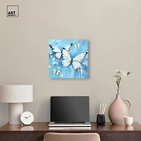 ART REMEDY® "Textured Blue Butterflies" Giclee Animals Canvas Art