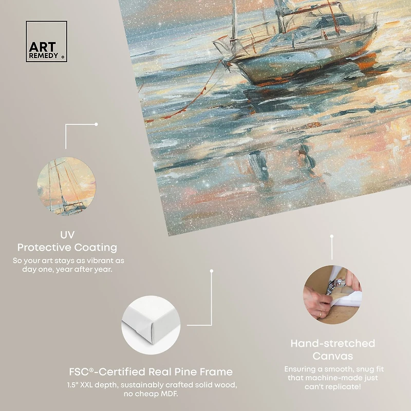 ART REMEDY® "Boat On The Shore" Giclee Nautical And Coastal Canvas Art