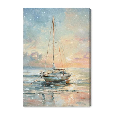 ART REMEDY® "Boat On The Shore" Giclee Nautical And Coastal Canvas Art