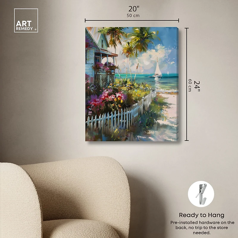 ART REMEDY® "Local Beach House" Giclee Nautical And Coastal Canvas Art