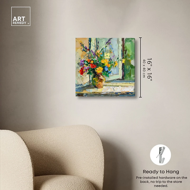 ART REMEDY® "Vase By The Window" Giclee Floral And Botanical Canvas Art