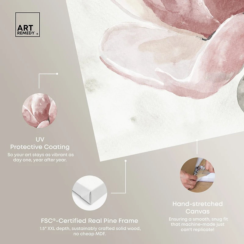 ART REMEDY® "Faded Blush Rose" Giclee Floral And Botanical Canvas Art