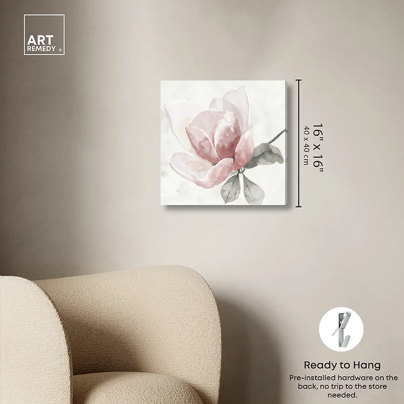 ART REMEDY® "Faded Blush Rose" Giclee Floral And Botanical Canvas Art