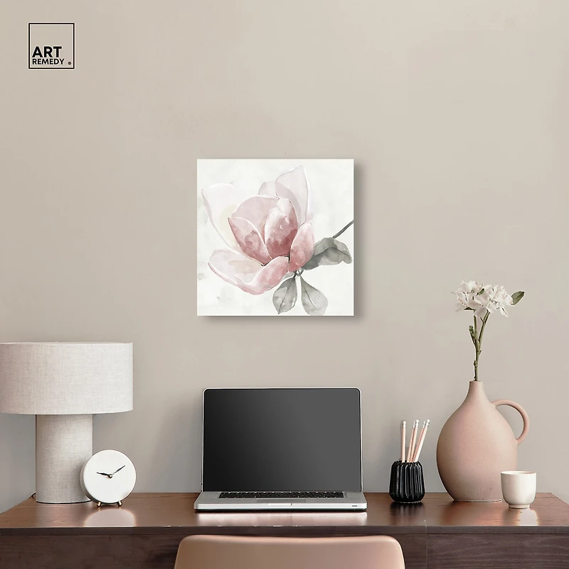 ART REMEDY® "Faded Blush Rose" Giclee Floral And Botanical Canvas Art