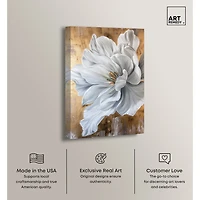 ART REMEDY® "Bloom White Petals" Giclee Floral And Botanical Canvas Art