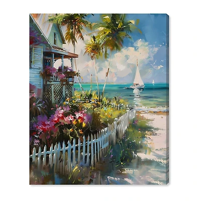 ART REMEDY® "Local Beach House" Giclee Nautical And Coastal Canvas Art