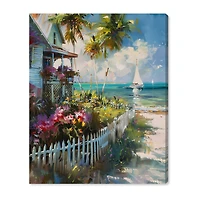 ART REMEDY® "Local Beach House" Giclee Nautical And Coastal Canvas Art