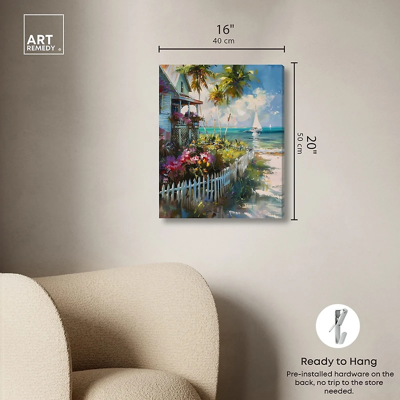 ART REMEDY® "Local Beach House" Giclee Nautical And Coastal Canvas Art