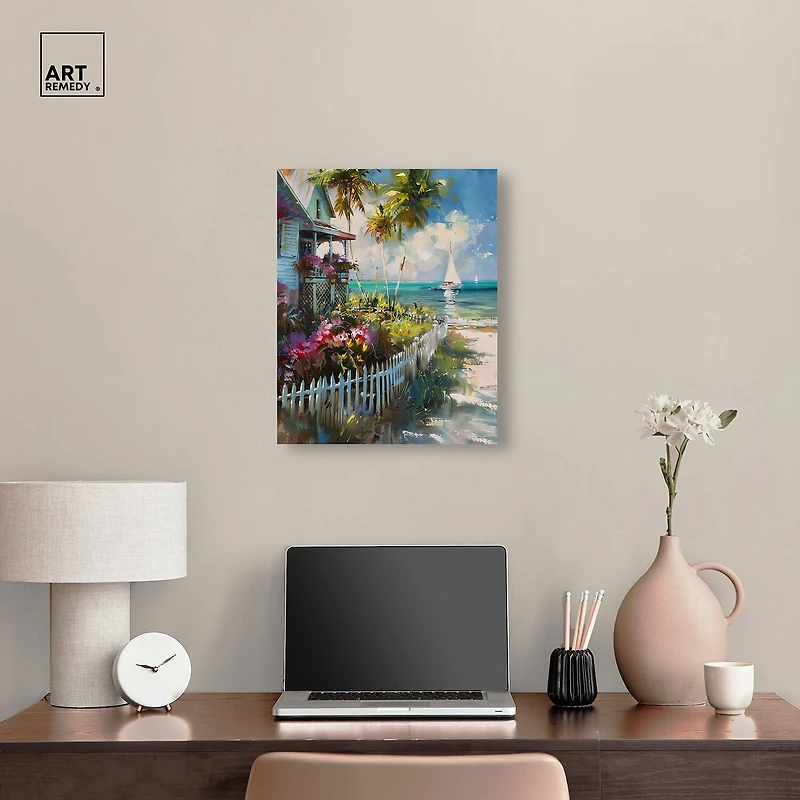 ART REMEDY® "Local Beach House" Giclee Nautical And Coastal Canvas Art