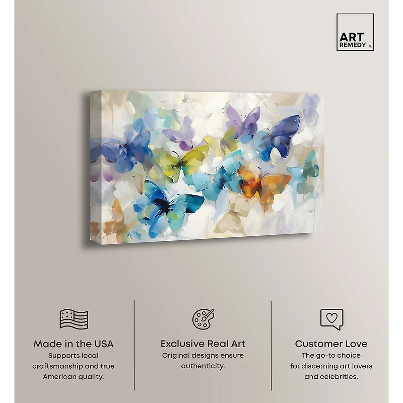 ART REMEDY® "Fluttering Butterflies" Giclee Animals Canvas Art