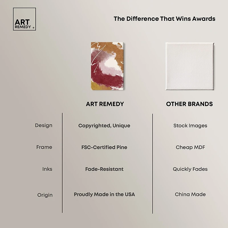 ART REMEDY® "Burgundy And Cork" Giclee Abstract Canvas Art