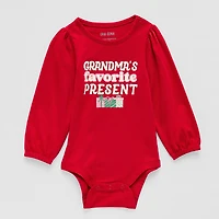 Okie Dokie Baby Girls Round Neck Long Sleeve Bodysuit