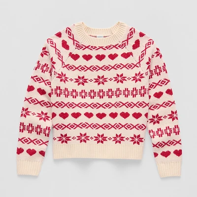 Thereabouts Little & Big Kid Girls Crew Neck Long Sleeve Pullover Sweater