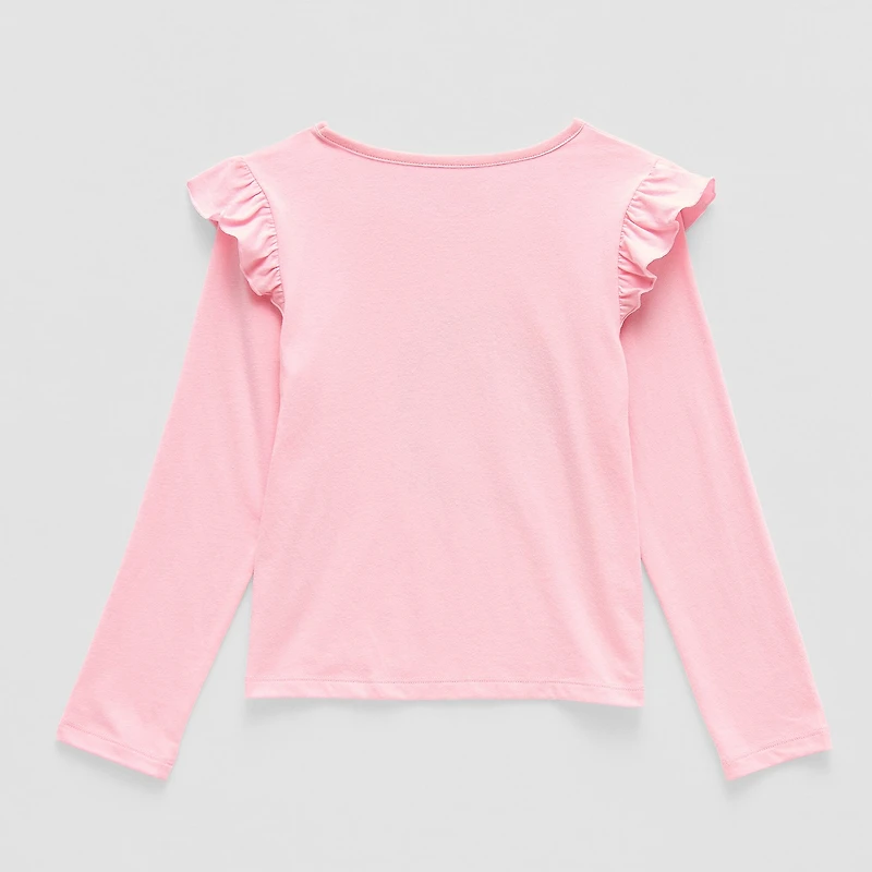 Thereabouts Little Girls Round Neck Long Sleeve Regular Fit Graphic T-Shirt