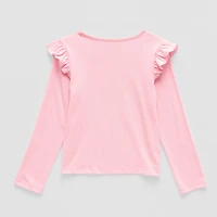 Thereabouts Little Girls Round Neck Long Sleeve Regular Fit Graphic T-Shirt