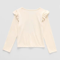 Thereabouts Little Girls Round Neck Long Sleeve Regular Fit Graphic T-Shirt