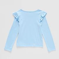 Thereabouts Little Girls Round Neck Long Sleeve Regular Fit Graphic T-Shirt