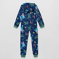 Big Kid Boys Microfleece Long Sleeve Hooded Jurassic World One Piece Pajama