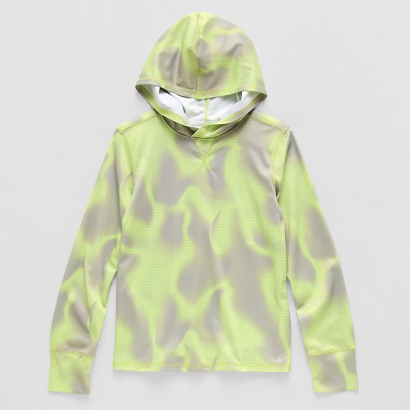 Xersion Little & Big Kid Boys Hooded Long Sleeve Moisture Wicking Active T-Shirt