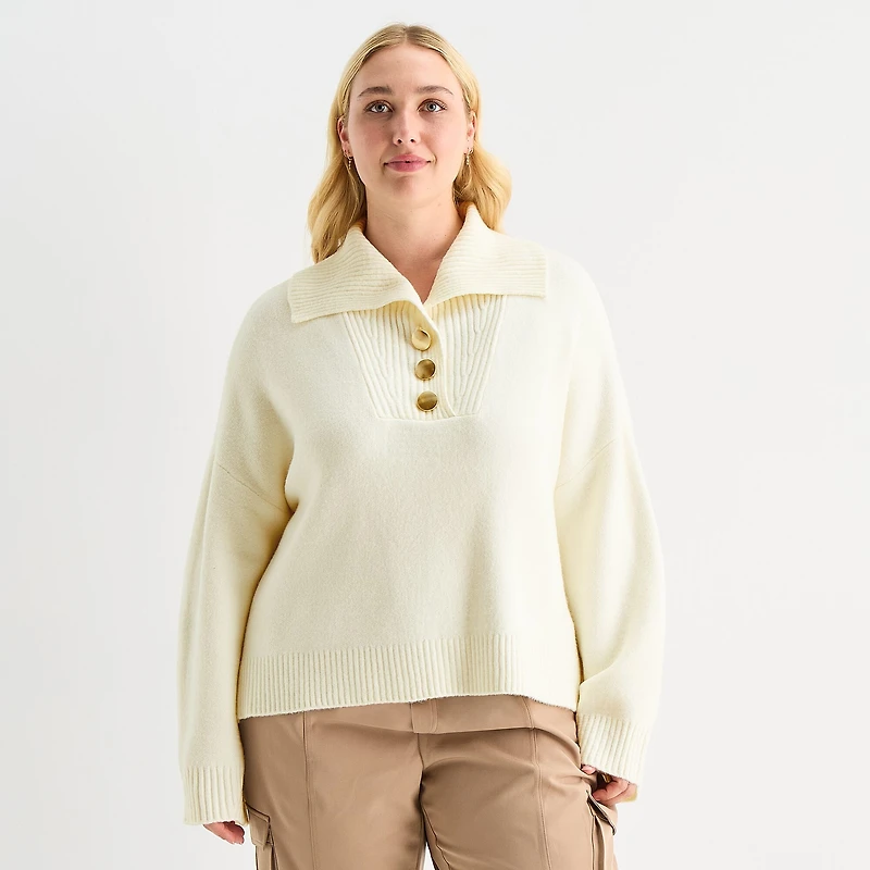 Stylus Plus Womens Long Sleeve Pullover Sweater