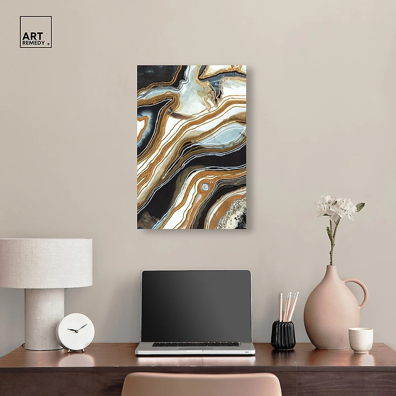 ART REMEDY® "Black And Gold I" Giclee Abstract Canvas Art