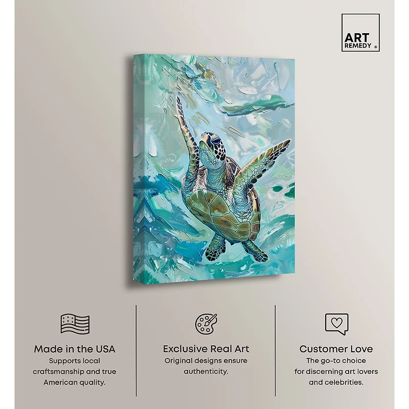 ART REMEDY® "Serene Turtle" Giclee Animals Canvas Art