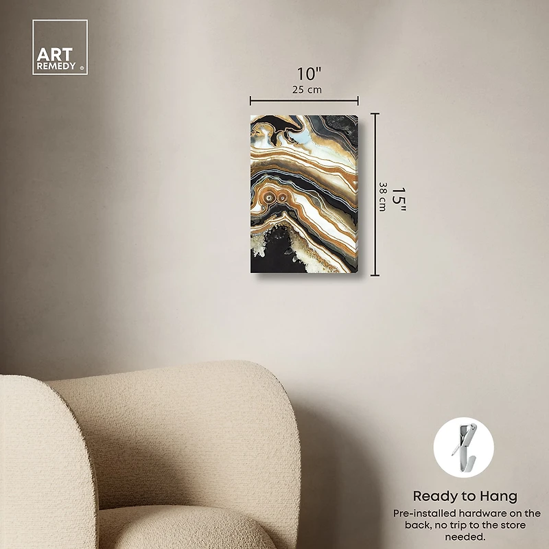ART REMEDY® "Black And Gold Ii" Giclee Abstract Canvas Art